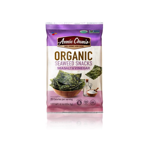 Organic Sea Salt & Vinegar Seaweed Snack 0.16Ozx12