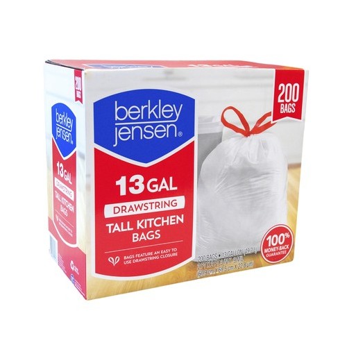 Berkley Jensen 13-Gal. Drawstring Tall Kitchen Bags, 200 ct.