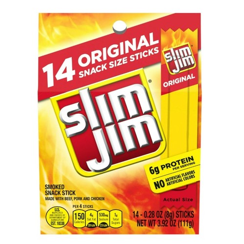 SLIM JIM ORIGINAL SNACK SIZE STICKS 14CT .28OZ