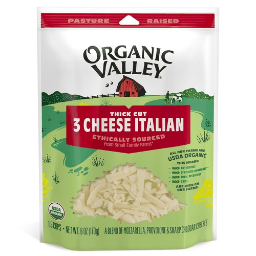 Organic Thick Cut Shredded Three Cheese Italian Blend, 6oz