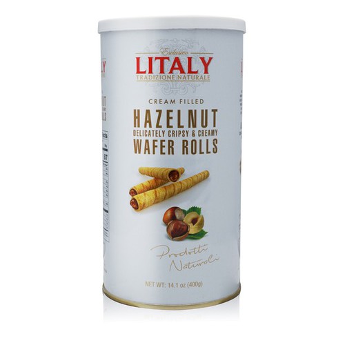 Litaly - Wafer Rolls Hazelnut - Tin Can 14.1oz