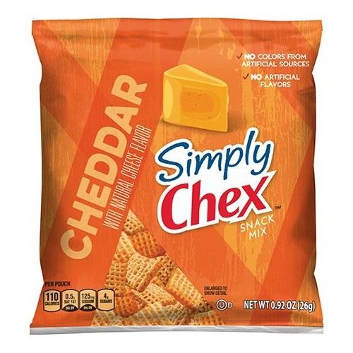 Simply Chex Snack Mix, Cheddar, 0.92 oz, 60 ct