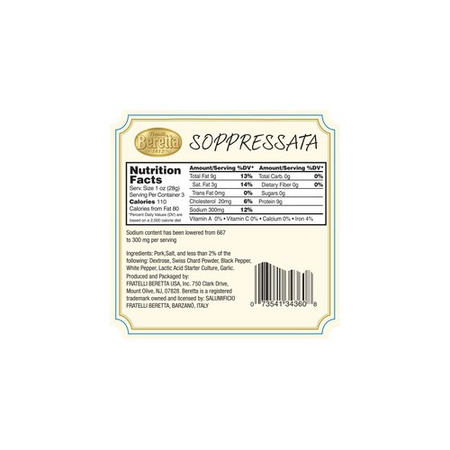 Mount Olive Soppressata Natural Low Sodium 12X3 Oz Ap