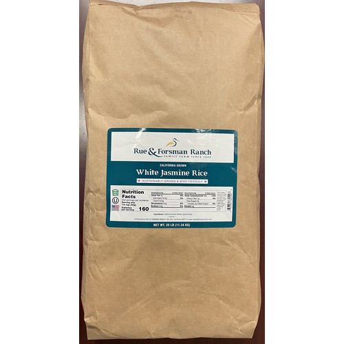 Rue & Forsman Ranch - Sustainably Grown - White Jasmine Rice - 25# Bag - California Grown