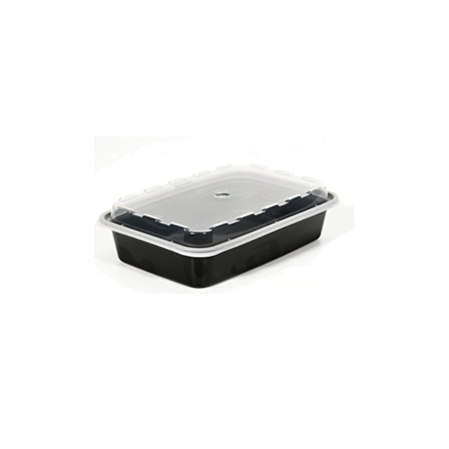 Clear lid for 16oz Black rectangular microwaveable container. Packed 500 containers per case