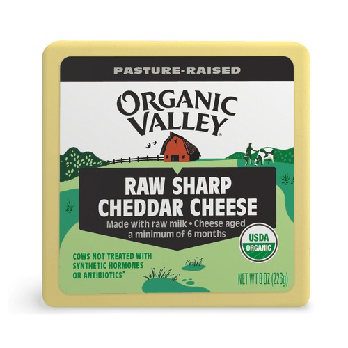 Organic Raw Sharp Cheddar Cheese Block, 8oz