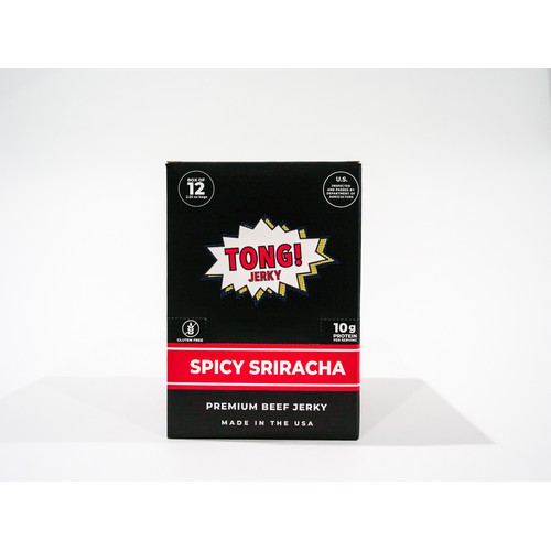 Tong Jerky Spicy Sriracha Beef Jerky, 12/2.25oz