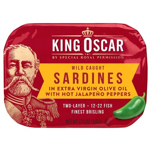 King Oscar Sardines 2L in Ev Olive Oil Jalapeno Peppers 12/3.75