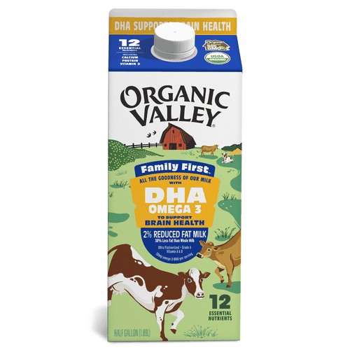 Organic Family First DHA Omega 3 Reduced Fat 2% Milk, 64oz