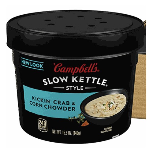 Campbell's Slow Kettle Style Kickin™ Crab and Corn Chowder, 15.5 Ounce Microwavable Bowl (Pack of 8)