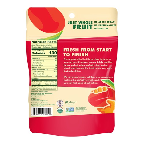 Organic Dried Fruit, Mango Strips