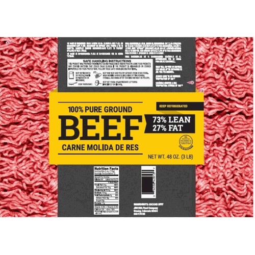 Ground Beef 73% Lean/27% Fat 12-3# Chubs