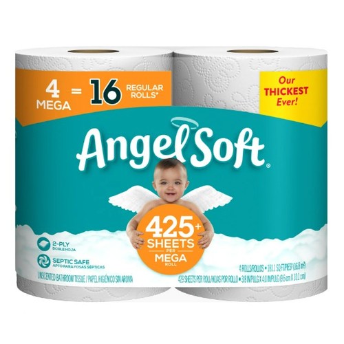 Angel Soft Bath Tissue, 4 Mega Rolls
