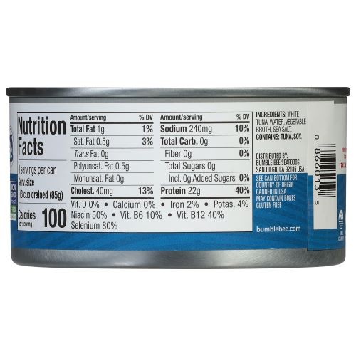 Bumble Bee Solid White Albacore Tuna in Water, 12 oz Can (Pack of 24)