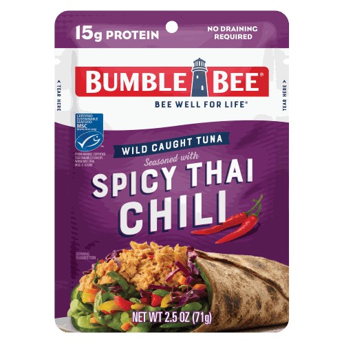 Bumble Bee Spicy Thai Chili Seasoned Tuna, 2.5 oz Pouches (Pack of 12)