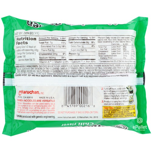 Maruchan Chili Flavor Ramen Noodle Soup - 3 oz. Bag