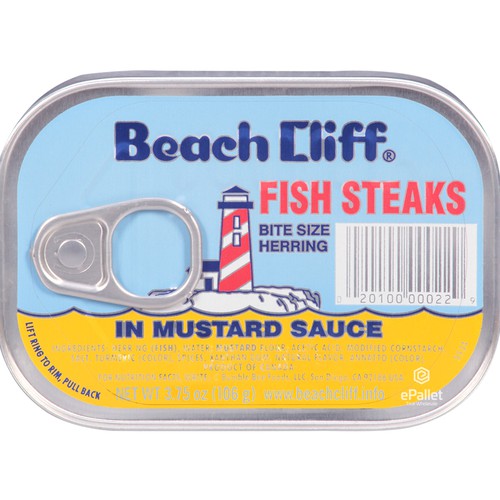 Beach Cliff Fish Steaks Bite Size Herring in Mustard Sauce 12/3.75oz