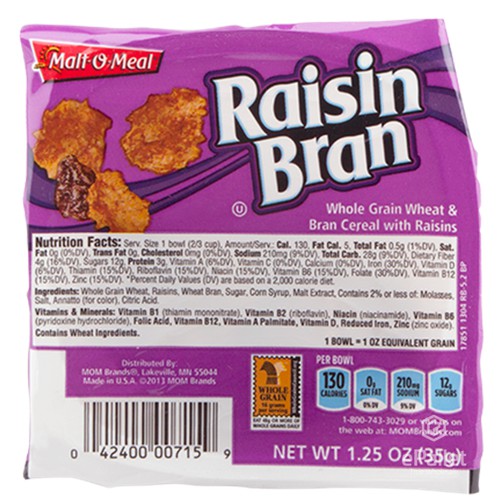 E Pallet Raisin Bran Cereal Single Serving Bowl