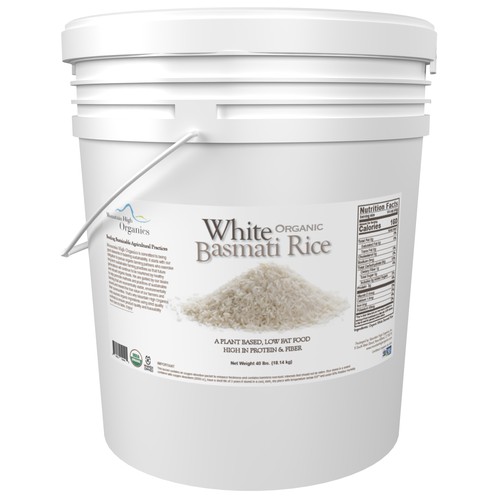 Organic Basmati White Rice 6G Bucket (40lbs)