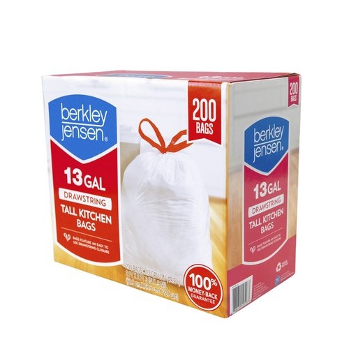 Berkley Jensen 13-Gal. Drawstring Tall Kitchen Bags, 200 ct.