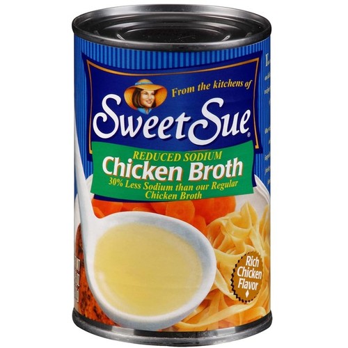 Sweet Sue Reduced Sodium Chicken Broth, 14.5 oz Can (Pack of 24)
