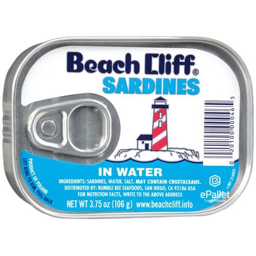 Beach Cliff Sardines in Water 12/3.75oz