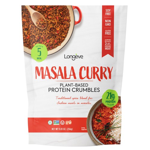 Longève Plant-based Protein Crumbles - Masala Curry (6-oz.)