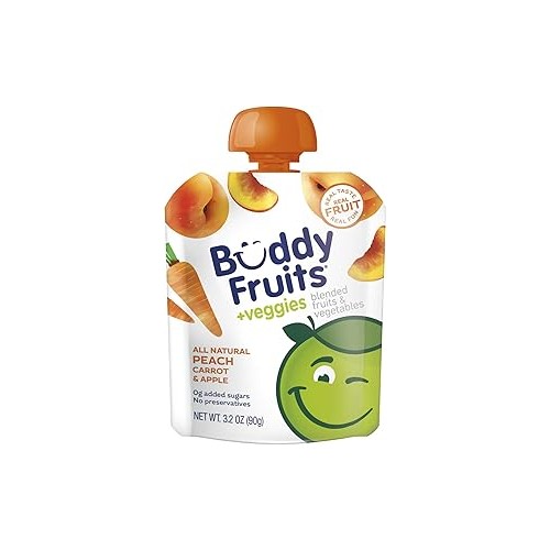 Buddy Fruits Peach, Carrot & Apple Blended Fruits & Veggies, 3.2oz