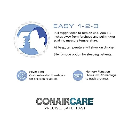 Conair Digital Forehead Thermometer for Adults & Kids, 2pk