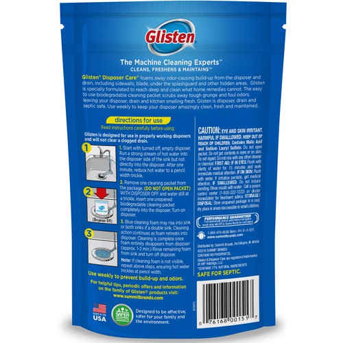 Glisten Disposer Care Foaming Cleaner, Lemon Scent, 4 Use
