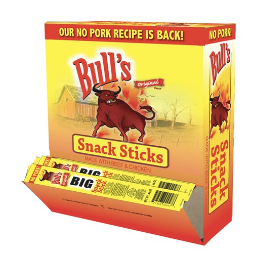 Bull's NO PORK BIG Snack Stick Display box, .44oz