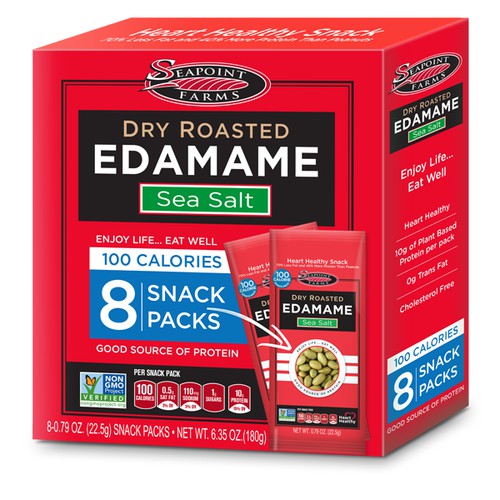 Dry Roasted Edamame Sea Salt, "100 Calorie Snack Packs", 12/8/.79oz