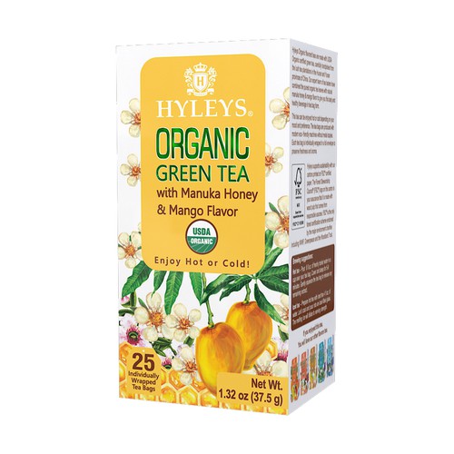25 Ct Hyleys Organic Green Tea - Honey & Mango Flavor