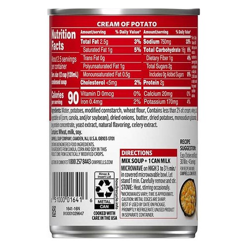 Campbell's Condensed Cream of Potato Soup, 10.5oz