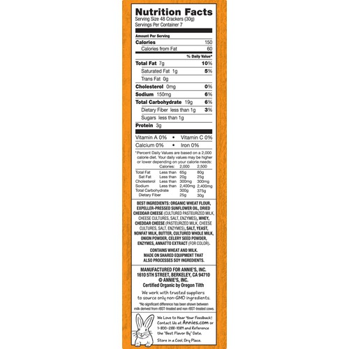 Baked Crackers, Extra Cheesy Cheddar Bunnies, 7.5 oz