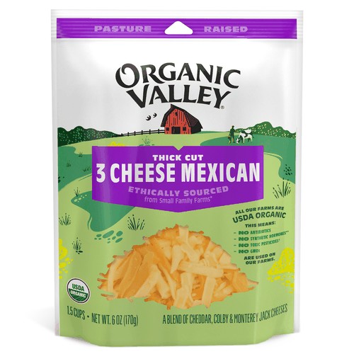 Organic Thick Cut Shredded Three Cheese Mexican Blend, 6oz