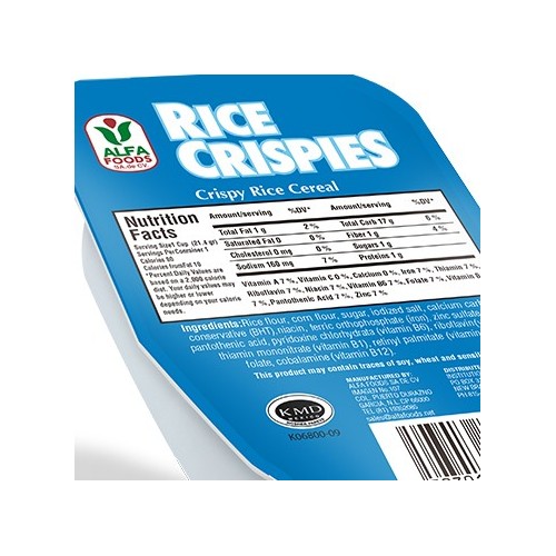 .75oz Alfa Foods Rice Crispies Cereal Bowl 96ct