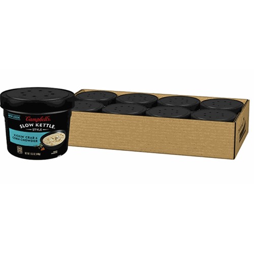 Campbell's Slow Kettle Style Kickin™ Crab and Corn Chowder, 15.5 Ounce Microwavable Bowl (Pack of 8)