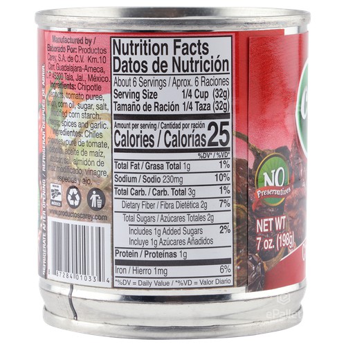 Whole Chipotle Peppers In Adobo Sauce 7 oz
