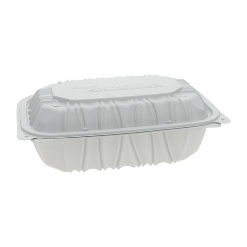 9" x 6" x 3.1" 1-Comp. Hinged-Lid Takeout Container, White, 170 ct.