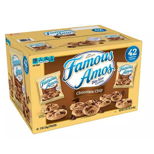 Famous Amos Chocolate Chip Cookies 2oz 42ct case  100 boxes per pallet