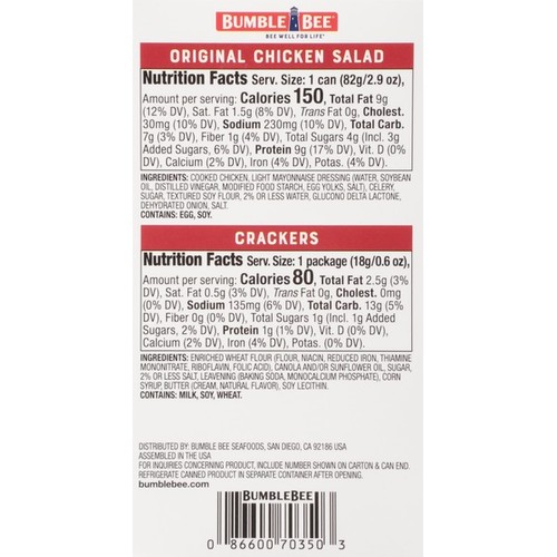 Bumble Bee Snack on the Run Chicken Salad with Crackers Kit - Ready to Eat, Spoon Included, 3.5 oz (Pack of 12)