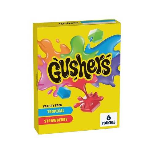 GM GUSHERS STRAWBERRY SPLASH TROPICAL FLAVORS, .8OZ 6CT
