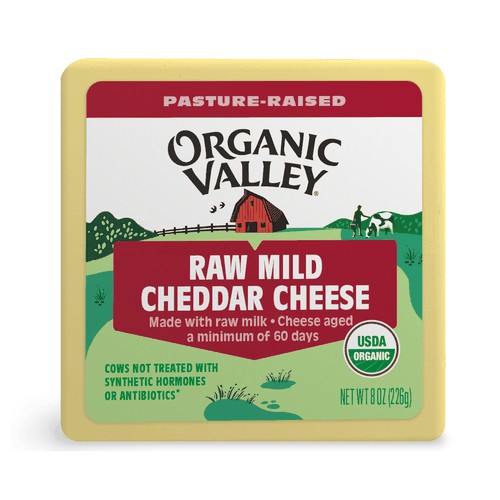 Organic Raw Mild Cheddar Cheese Block, 8oz