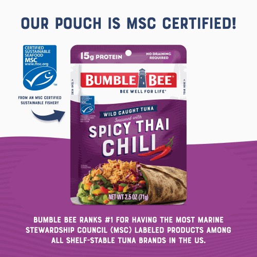 Bumble Bee Spicy Thai Chili Seasoned Tuna, 2.5 oz Pouches (Pack of 12)