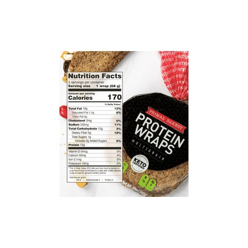 Primal Bakery Protein Wraps - Multigrain. Thaw & Sell