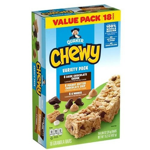 Epallet - Quaker Chewy Granola Bar Variety Pack, 18ct