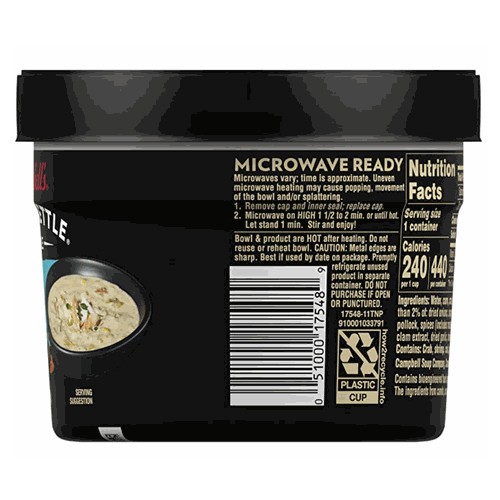 Campbell's Slow Kettle Style Kickin™ Crab and Corn Chowder, 15.5 Ounce Microwavable Bowl (Pack of 8)