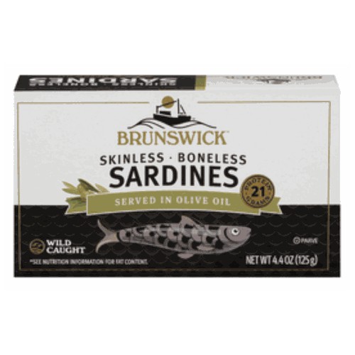 Brunswick Skinless & Boneless Sardines in Olive Oil 12/4.4oz