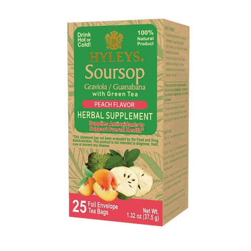 25 Ct Hyleys Soursop With Green Tea - Peach Flavor